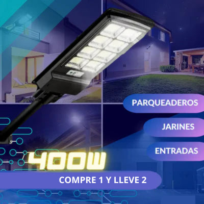 (compre 1 y lleve 2) Lampara con panel solar grande 400 W - Potente y duradera.