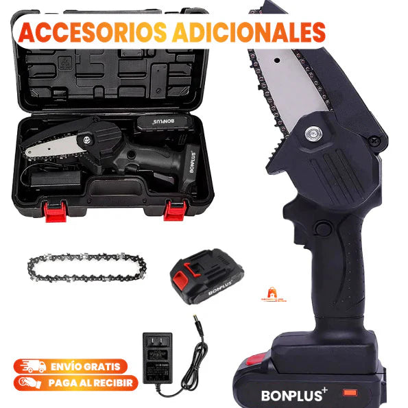 Motosierra Portátil Profesional + 2 Baterías Recargables + Maletín con Accesorios